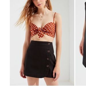 UO Shelley Twill Button-Down Mini Skirt